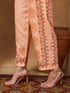 Janasya Women's Peach Cotton Blend Geometric Printed Straight Kurta Set